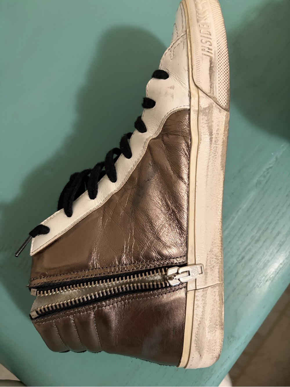 Golden Goose White and Silver High-Top Sneakers - Picture 9 of 11